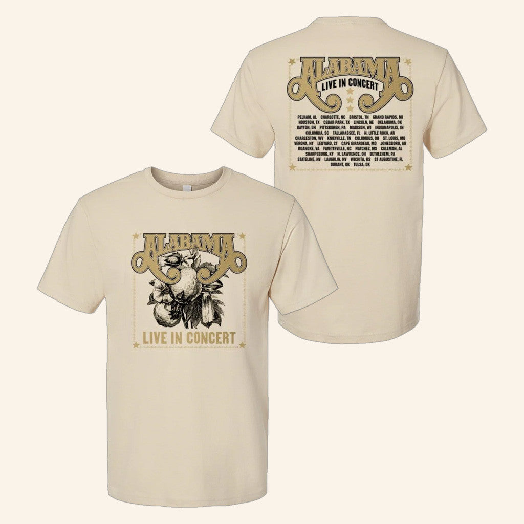 Alabama Merch Tour 2025 Alabama Live In Concert Natural T-Shirt Friends Gifts - Lily Birch Market