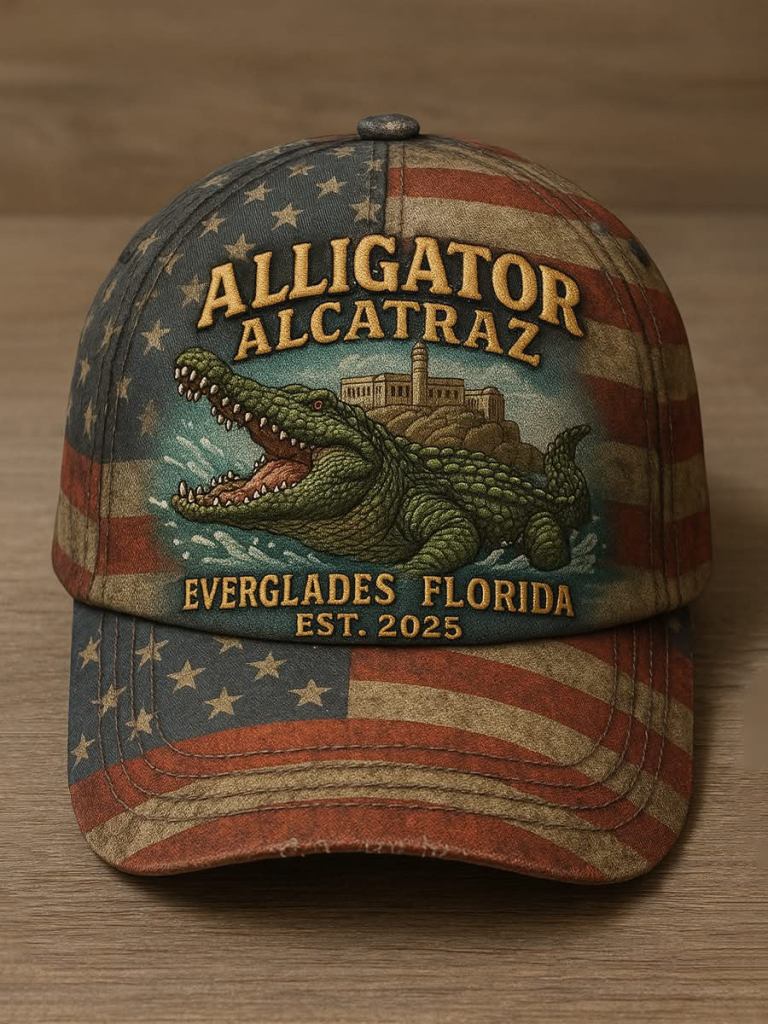 Alligator Alcatraz Vintage American Flag Hat Everglades Florida Est 2025 Hat Gifts For Him - Lilybirchmarket