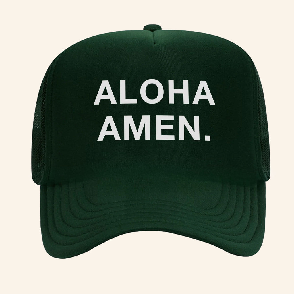 Aloha and Amen Merch Aloha Amen Trucker Hat Gift Ideas For Husband - Lilybirchmarket