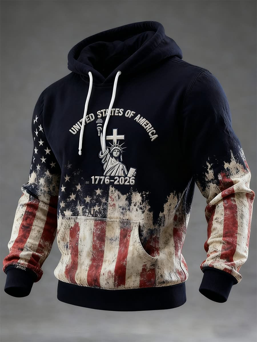 America 250 Years Anniversary Hoodie USA Flag 1776 2026 Merch Patriotic Gifts For Men - Lilybirchmarket