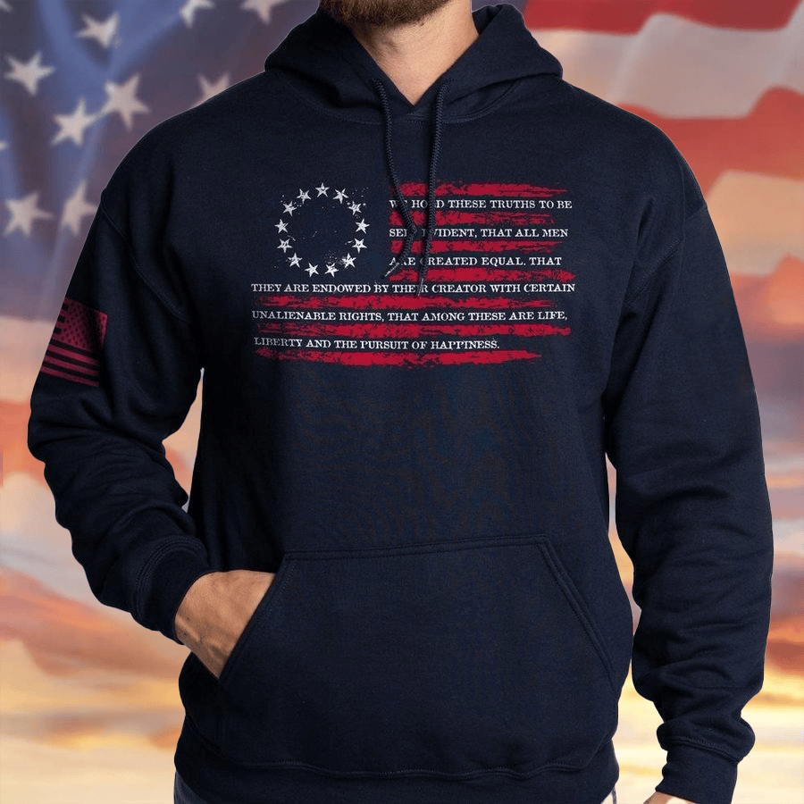 America Declaration Hoodie USA Flag Patriotic Clothing Grunt Style Merch Gifts For Men - Lilybirchmarket