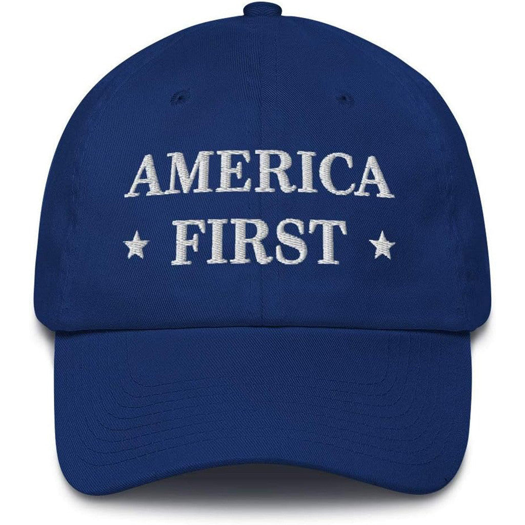 America First Hat Embroidered Royal Patriotic Hat Best Gifts For Husband - Lilybirchmarket