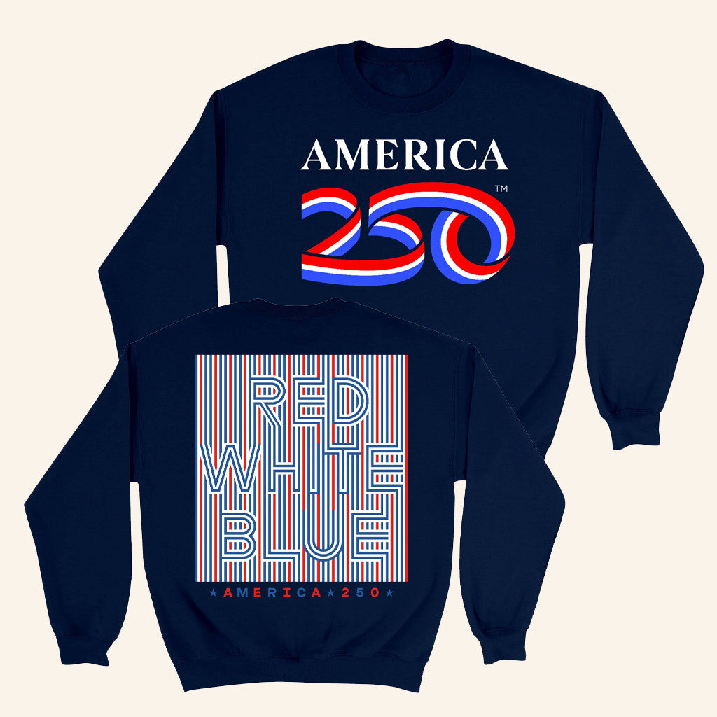 America250 Merch America250 Red White And Blue Crewneck Sweatshirt Dad Christmas Gifts - Lilybirchmarket