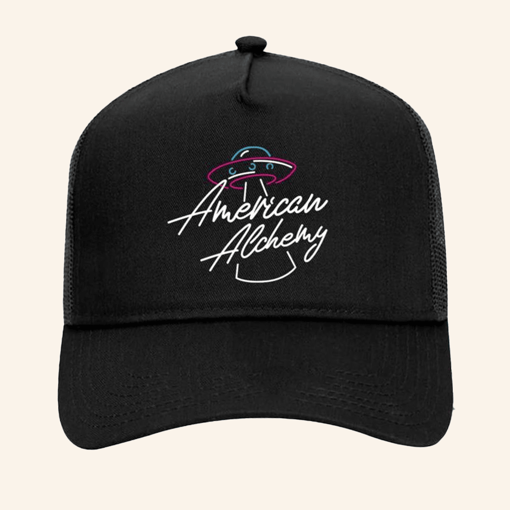 American Alchemy Merch American Alchemy Trucker Black Hat Gift Ideas For Dad - Lilybirchmarket