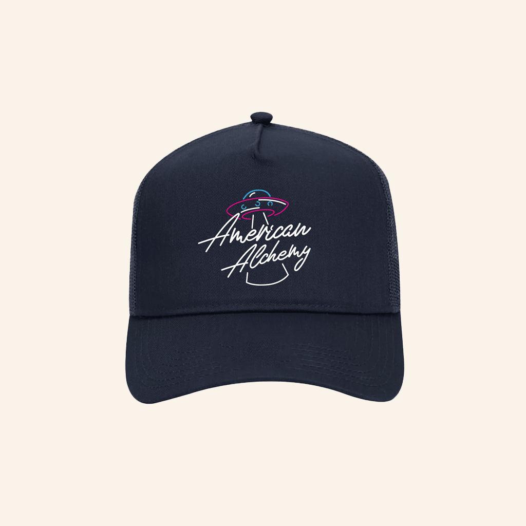 American Alchemy Merch American Alchemy Trucker Navy Hat Gifts For Him - Lilybirchmarket