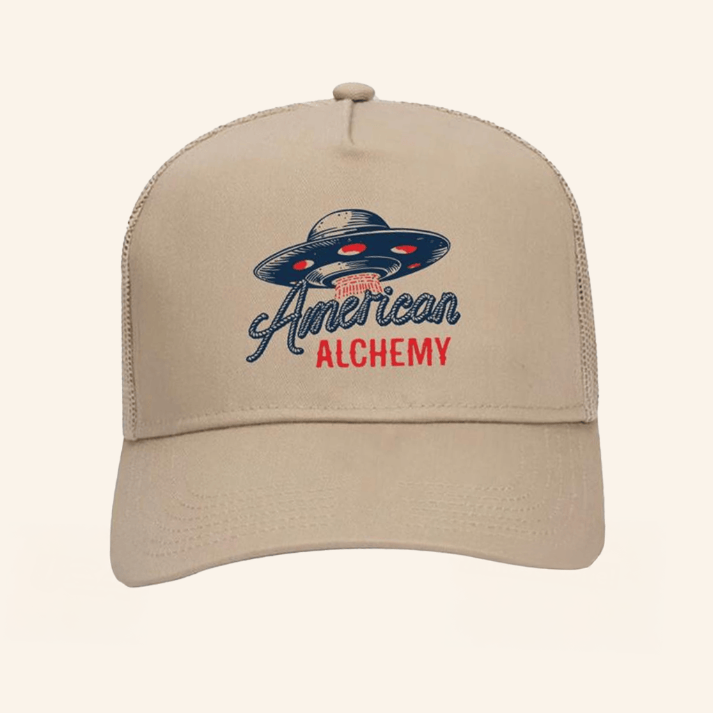American Alchemy Merch UFO Trucker Hat Gifts For Dudes - Lilybirchmarket