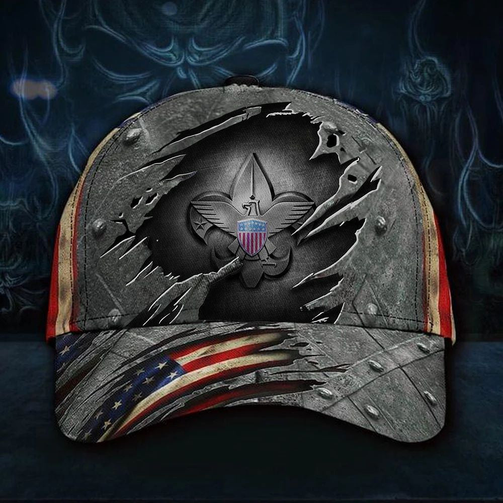 American Boy Scout Hat 3D Logo On USA Flag Scout Cap Vintage BSA Hat Print - Lilybirchmarket