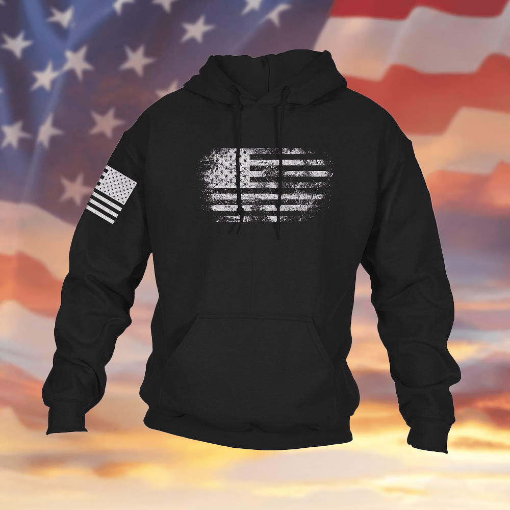 American Flag Vintage Hoodie Black 4th Of July Clothing Patriotic Gifts For Men - Lilybirchmarket