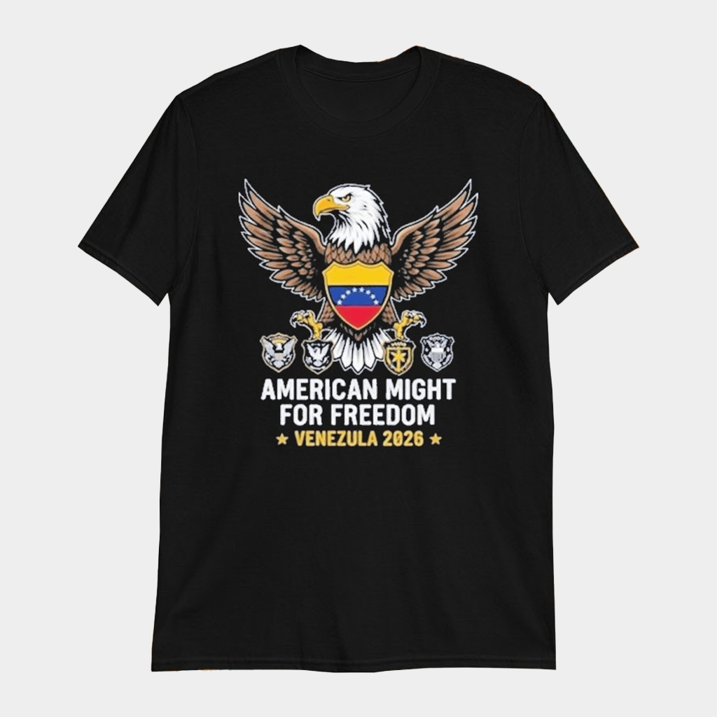 American Might For Freedom USA Venezuela 2026 Eagle T-Shirt Patriotic Tees Gifts For Him - Lily Birch Market