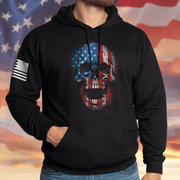 American Reaper Skull Hoodie Black USA Flag Hooded Sweatshirt Patriotic Gifts For Men - Lilybirchmarket