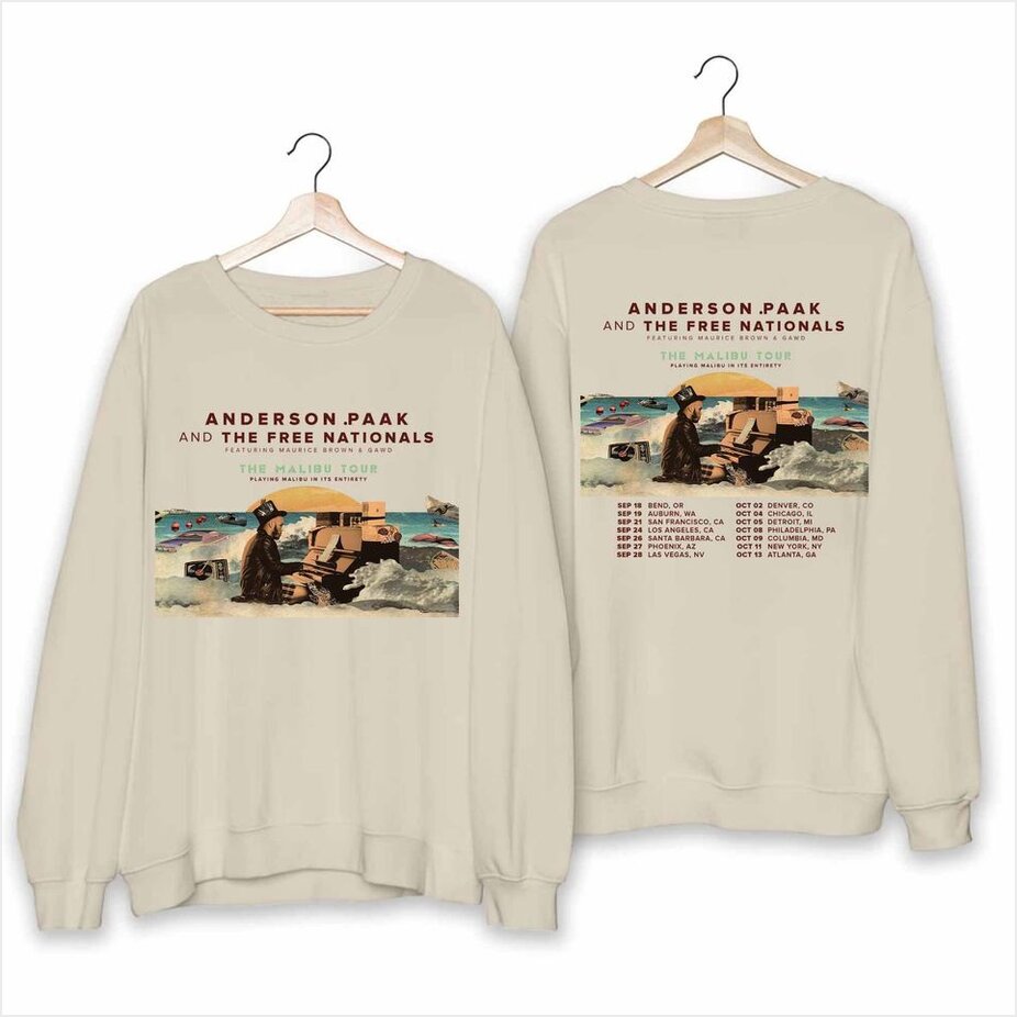Anderson .Paak & The Free Nationals The Malibu Tour Sweater The Malibu Tour 2024 Sweater Anderson .Paak Fan Sweatshirt Gifts For Her - Lilybirchmarket