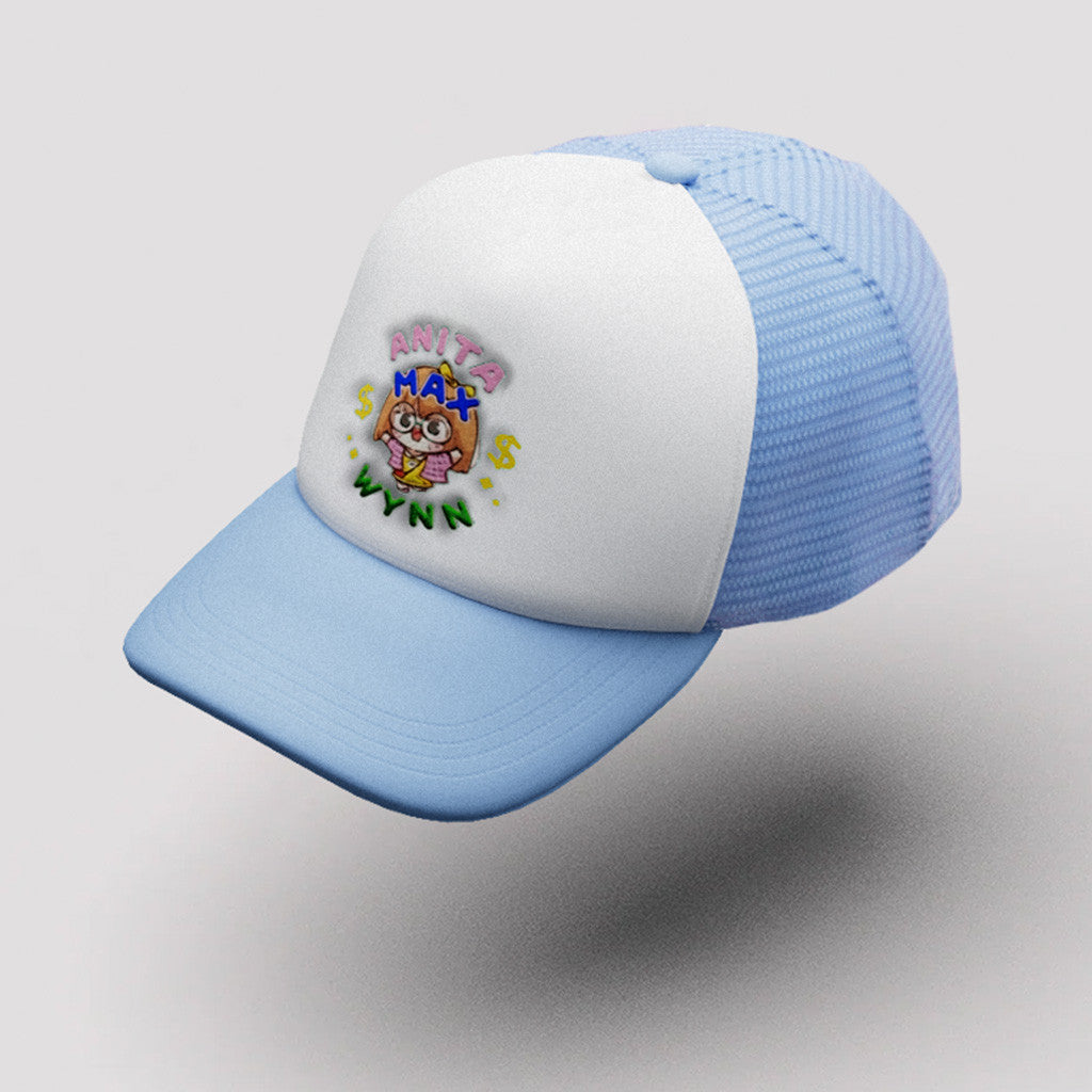 Anita Max Wynn Hat Drake Merch Light Blue And White Embroidered Trucker Hat Gifts For Her - Lilybirchmarket