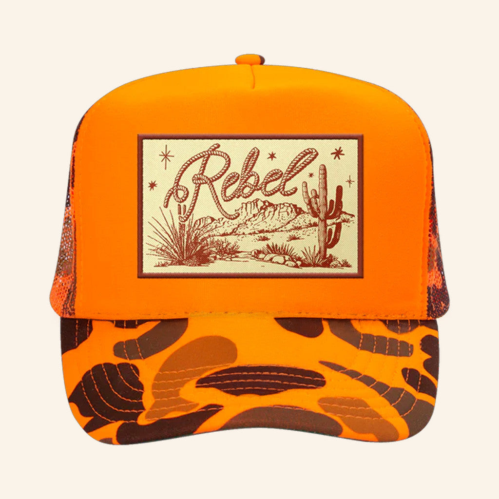 Anne Wilson Merch REBEL Orange Camo Trucker Hat Anne Wilson Hat Birthday Gifts For Friends - Lilybirchmarket