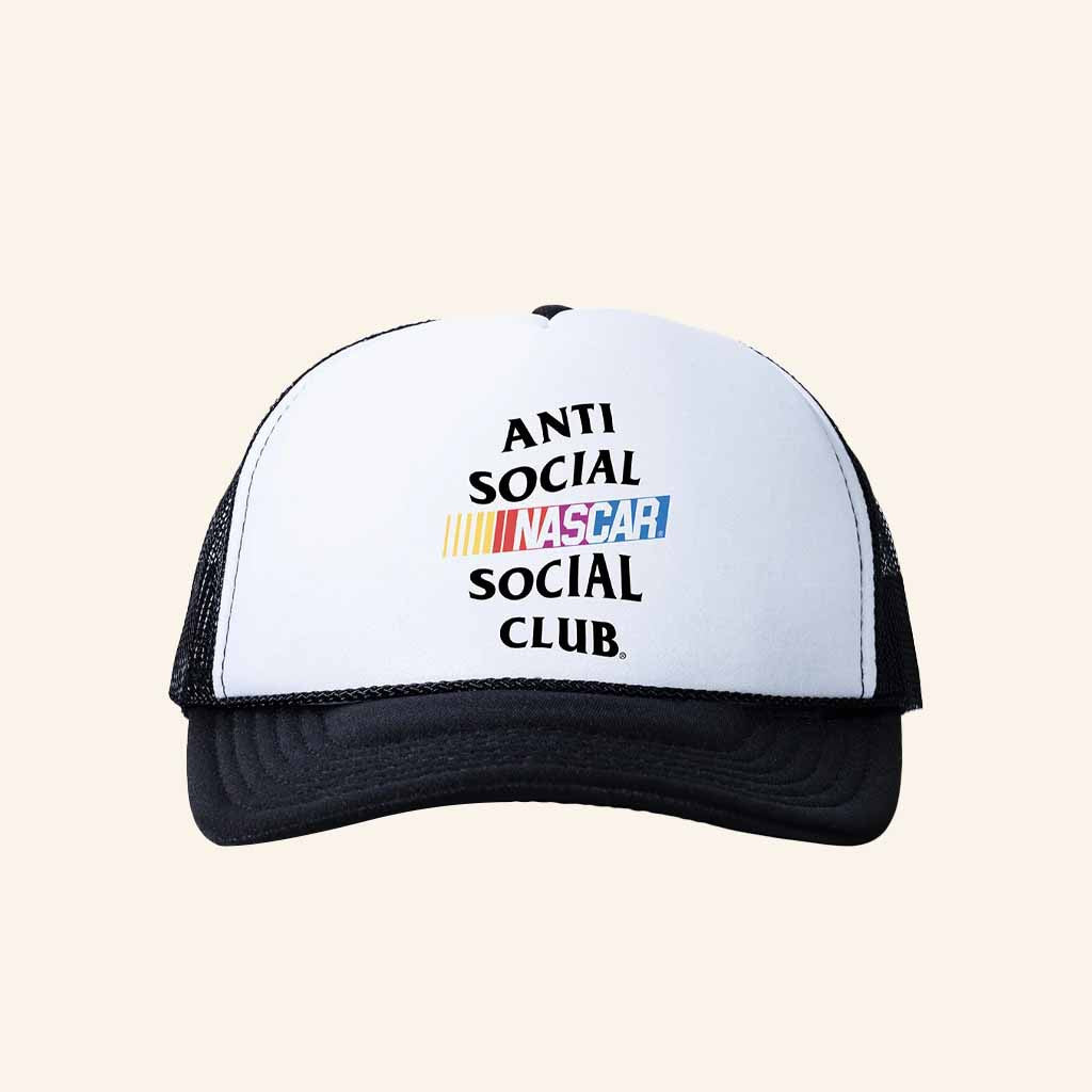 Anti Social Social Club Merch ASSC X Nascar Trucker Hat Gifts For Nascar Fan - Lilybirchmarket