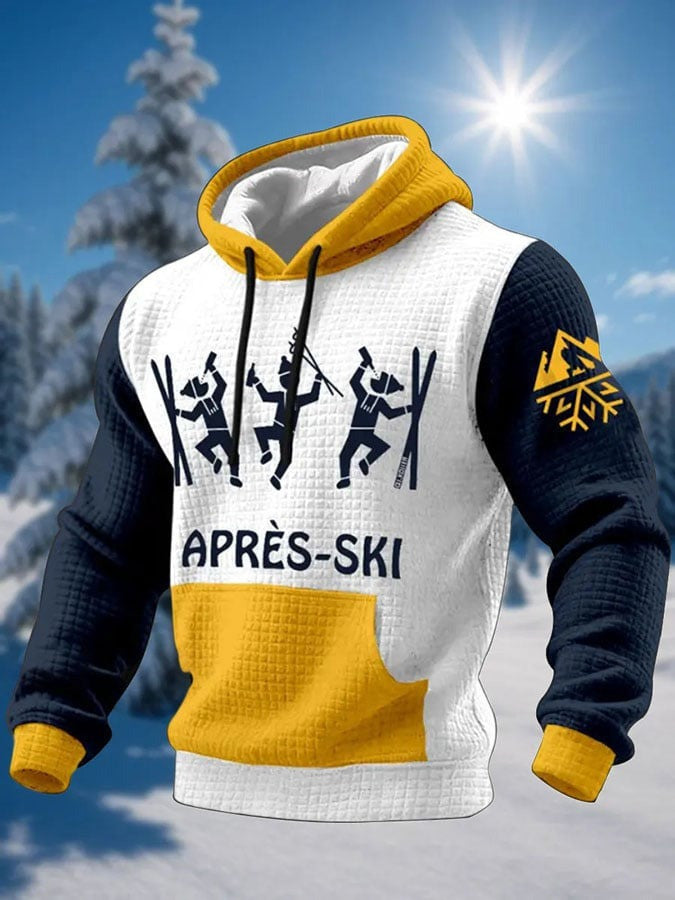 Apres Ski Waffle Hoodie Men's Colorado Ski Party Hooded Sweatshirt Gifts For Ski Enthusiast - Lilybirchmarket