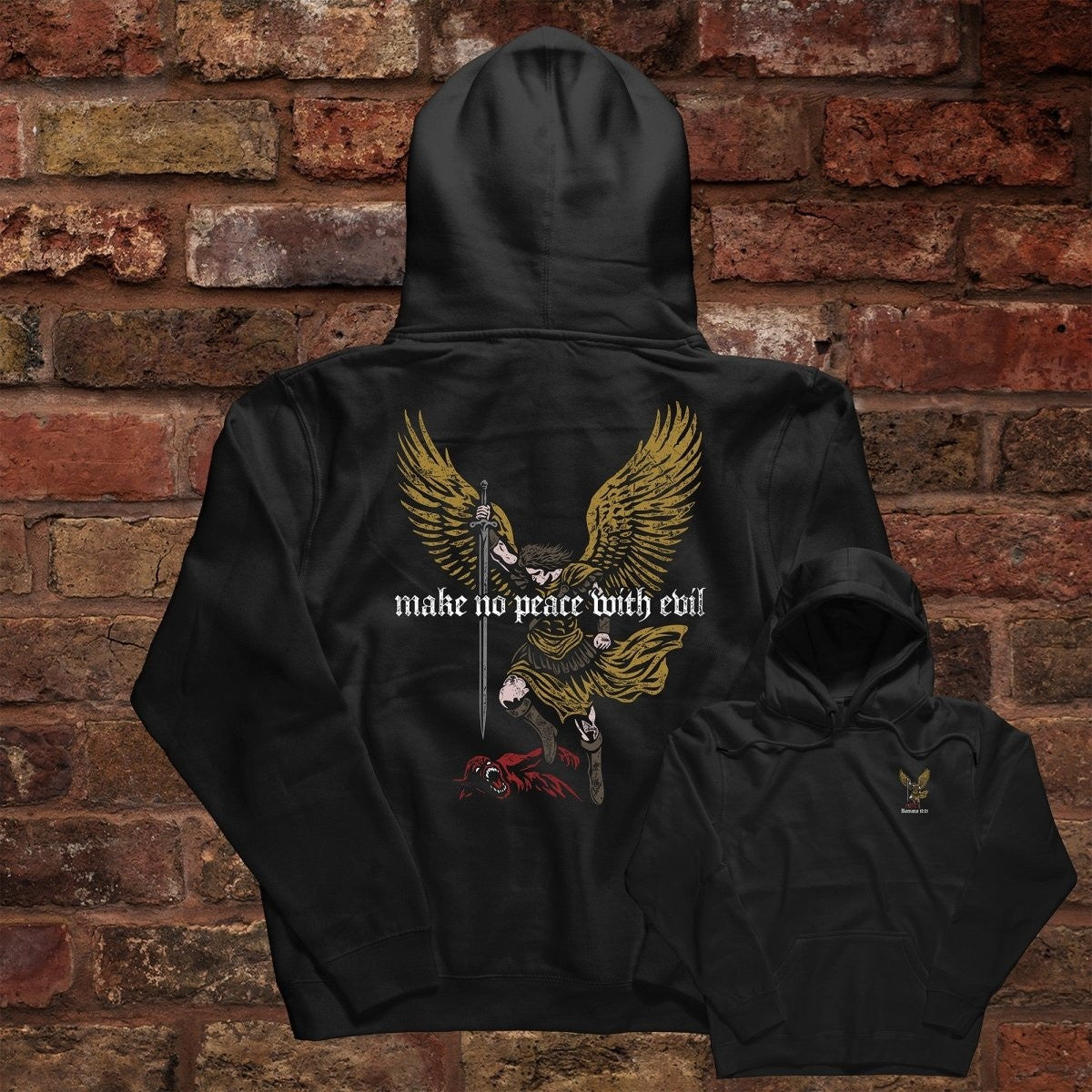 Archangel Michael Make No Peace With Evil Hoodie Christian Apparel Gifts For Him - Lilybirchmarket