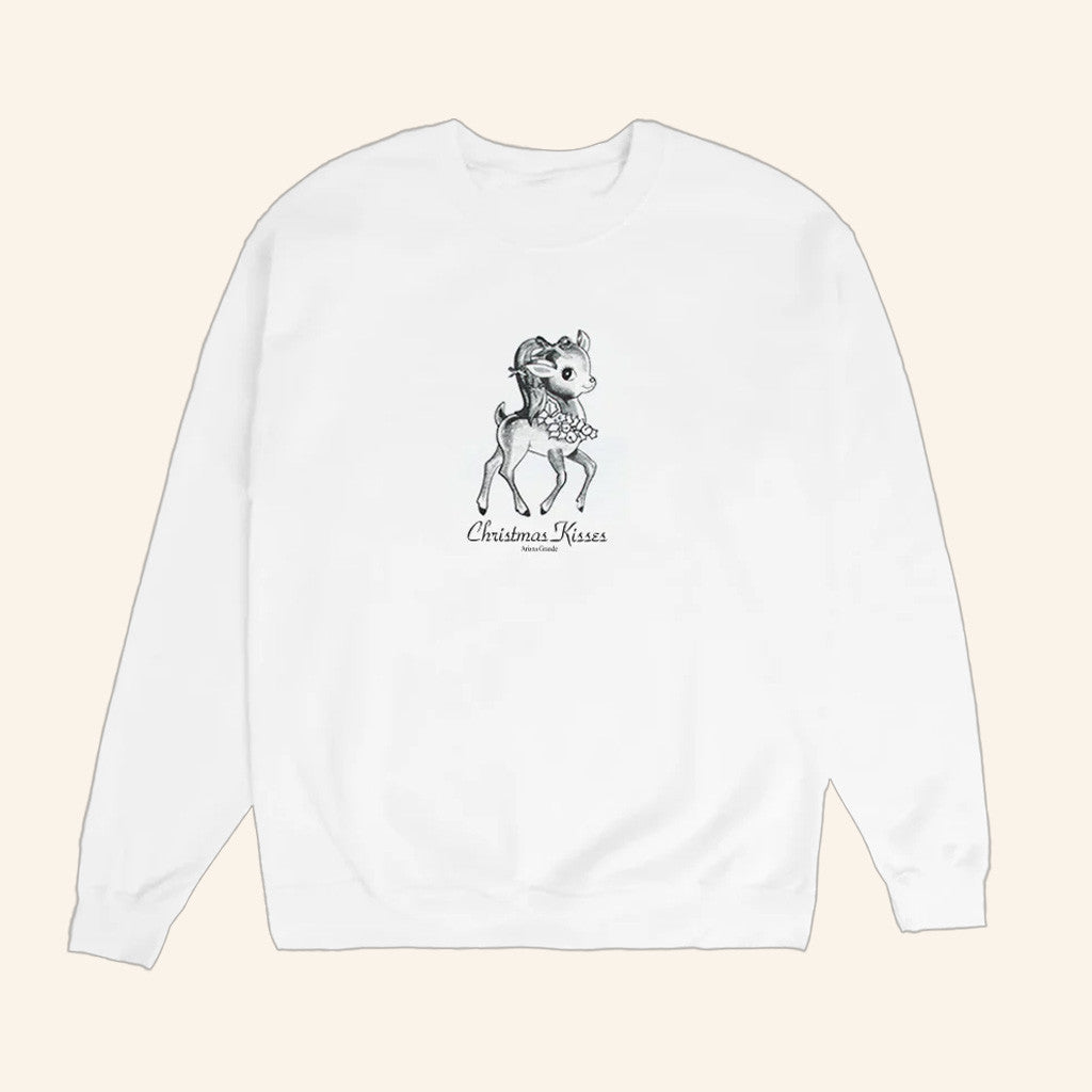 Ariana Grande Merch Christmas Kisses Reindeer Crewneck Sweatshirt Christmas Gifts For Besties - Lilybirchmarket