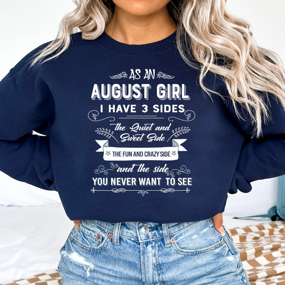 As An August Girl I Have The Fun And Crazy Side Sweatshirt August Birthday Gifts For Her - Lilybirchmarket