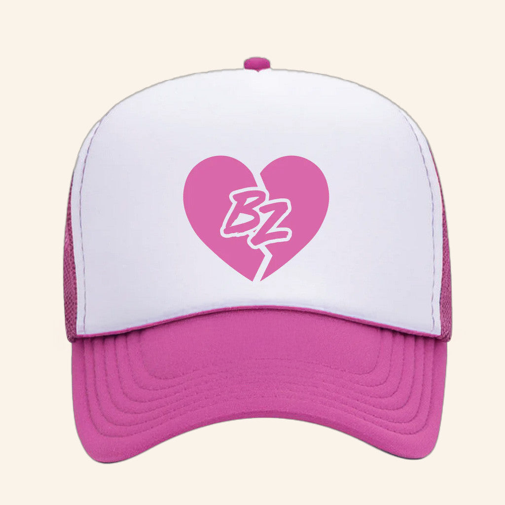Bailey Zimmerman Merch Tour 2025 BZ Broken Heart Pink White Hat Gift Ideas For Her - Lilybirchmarket