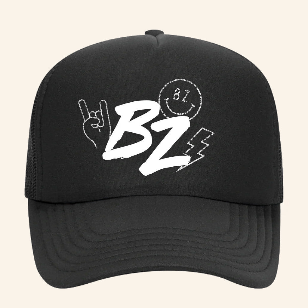 Bailey Zimmerman Merch Tour 2025 BZ Symbols Black Trucker Hat Best Gifts For Husband - Lilybirchmarket