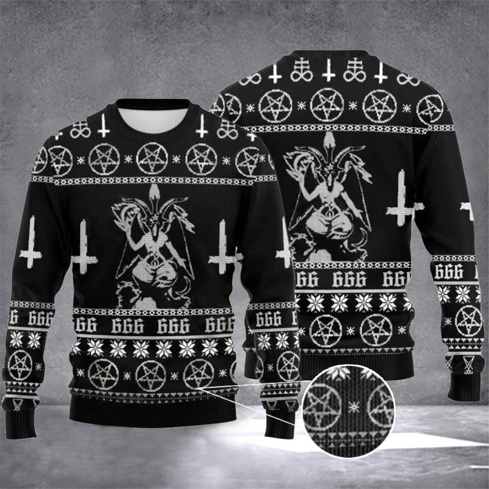 Baphomet Ugly Christmas Sweater Baphomet Xmas Sweater - Lily Birch Market