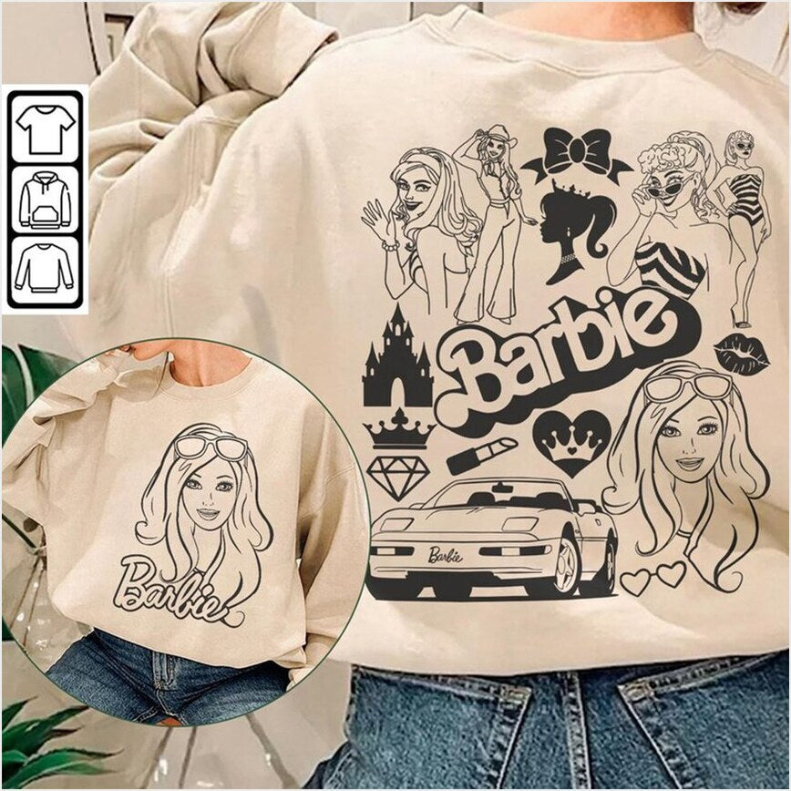 Barbie Movie Doodle Art Princess Barbies Sweatshirt Gifts For BFF Merch Apparel - Lilybirchmarket