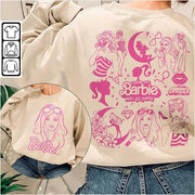Barbie Movie Doodle Art Sweatshirt, 2 Side Princess Barbies Gifts For BFF Trendy Merch - Lilybirchmarket
