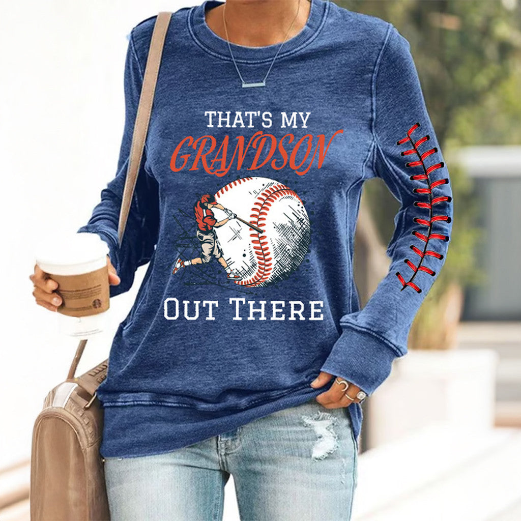 Baseball That's My Grandson Out There Sweatshirt Baseball Lovers Apparel Gifts For Women's - Lilybirchmarket