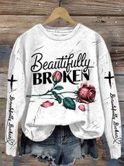 Beautifully Broken Rose Sweatshirt Country Music Hoodie Jelly Roll Fans Father's Day Gift for Husband - Lilybirchmarket