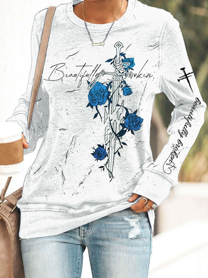 Beautifully Broken Rose Sweatshirt Country Music Merch Jelly Roll Fans Gift Idea for Boyfriend - Lilybirchmarket