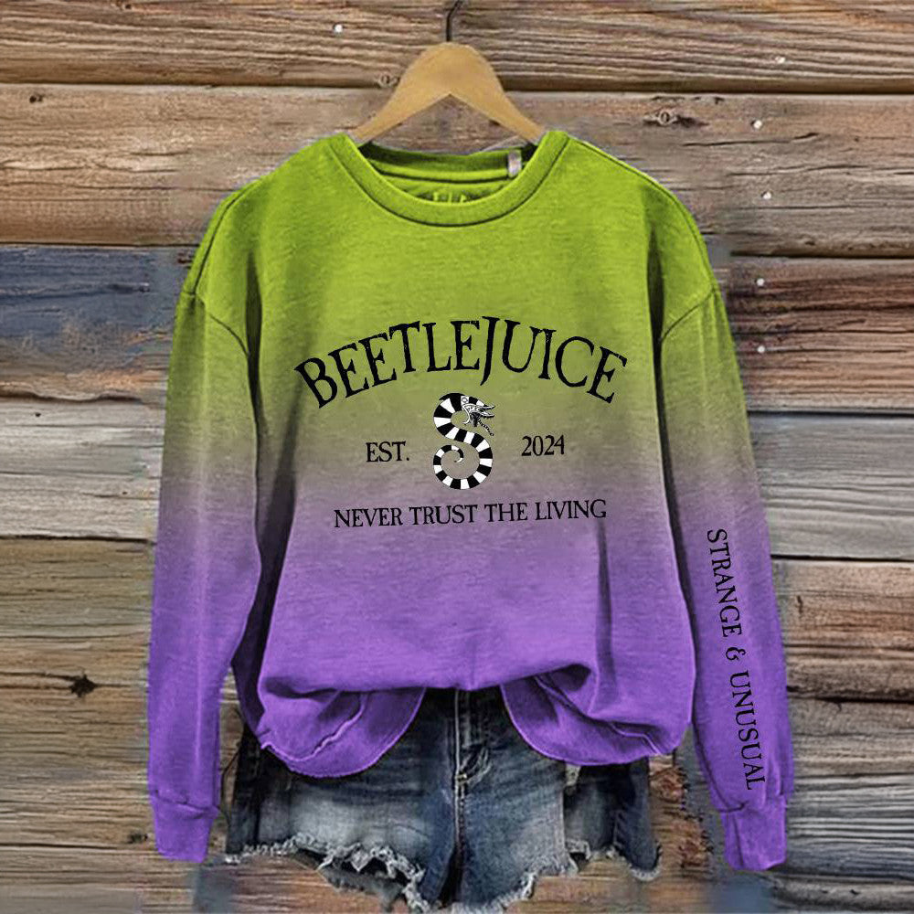 Beetlejuice Never Trust The Living Strange Unusual Halloween Sweatshirt Gifts For Her - Lilybirchmarket