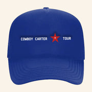 Beyonce Merch Embroidered Blue Trucker Hat Cowboy Carter Tour Hat Presents For Music Lovers - Lilybirchmarket