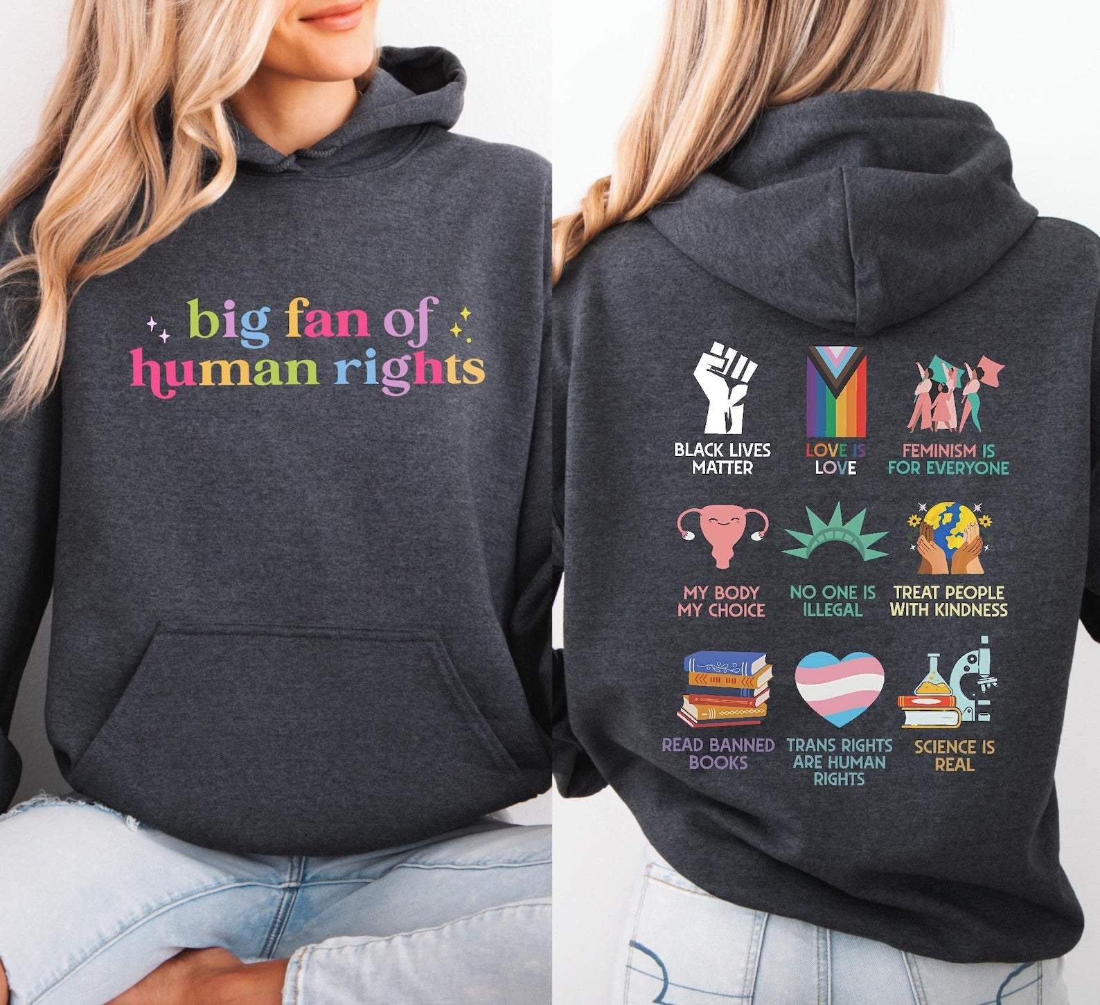 Big Fan Of Human Rights Hoodie Equality Social Justice Hoodie Political Protest Activist Gifts - Lilybirchmarket