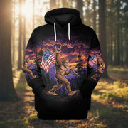 Bigfoot Freedom Walk Sunset Hoodie Patriotic Men's Clothing Best Bigfoot Gifts - Lilybirchmarket