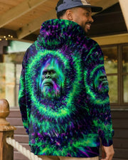 Bigfoot Galaxy Tie Dye Hoodie Mystery Forest Hooded Sweatshirt Sasquatch Themed Gifts - Lilybirchmarket