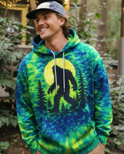 Bigfoot In The Forest Tie Dye Hoodie Bigfoot Graphic Hooded Sweatshirt Sasquatch Themed Gifts - Lilybirchmarket