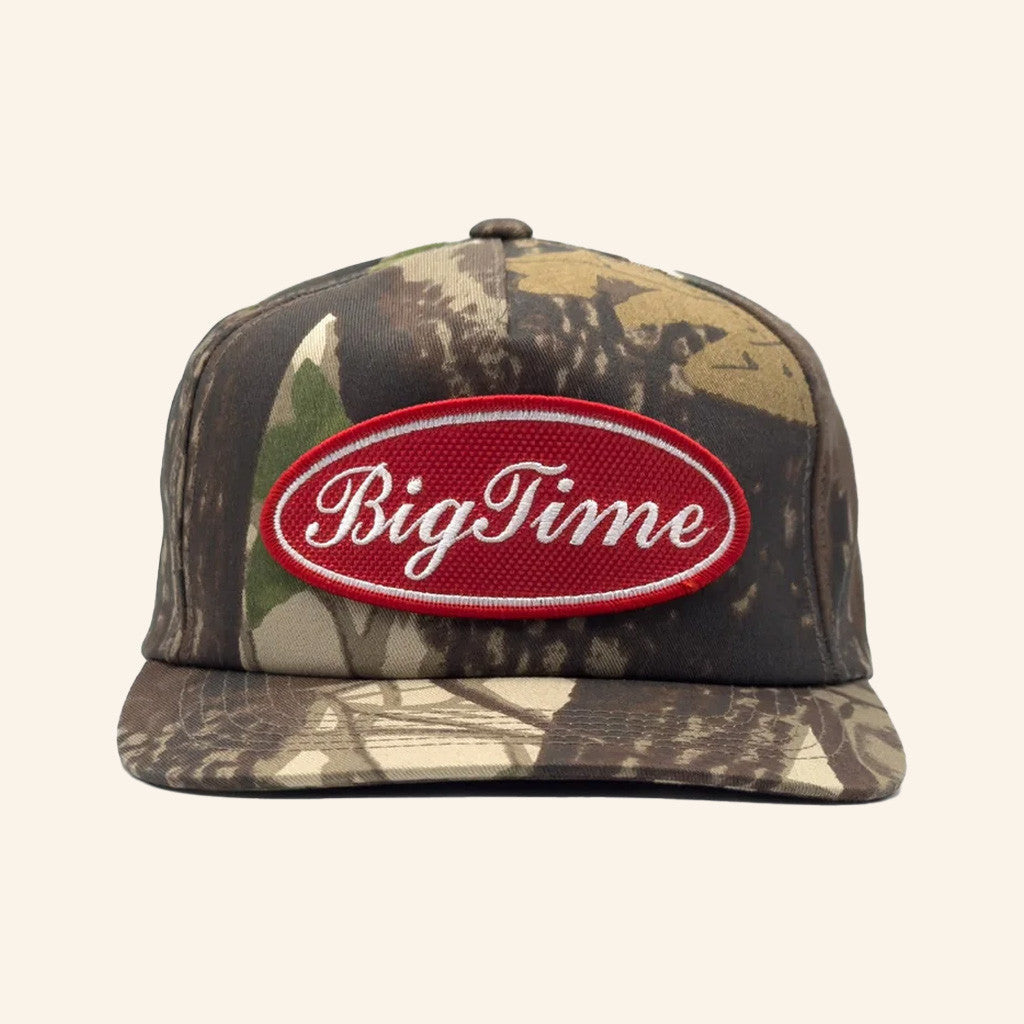 Bigtime Merch Script Logo Embroidered Camo Snapback Hat Gifts For Dad - Lilybirchmarket