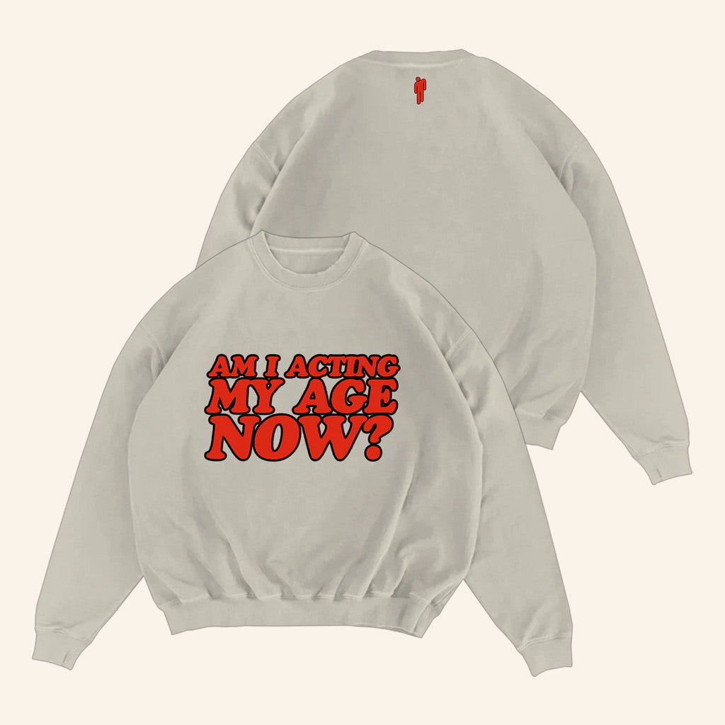 Billie Eilish Merch Am I Acting My Age Now Crewneck Sweatshirt Gifts For Fans - Lilybirchmarket