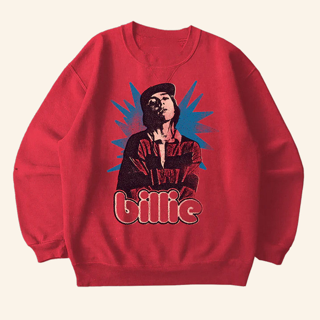 Billie Eilish Merch Billie x Lost Love Red Crewneck Sweatshirt Gifts For Fans - Lilybirchmarket