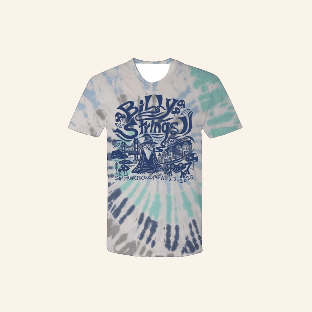 Billy Strings Merch Online Exclusive San Francisco Wizard Tie Dye T-Shirt Dudes Gifts - Lily Birch Market