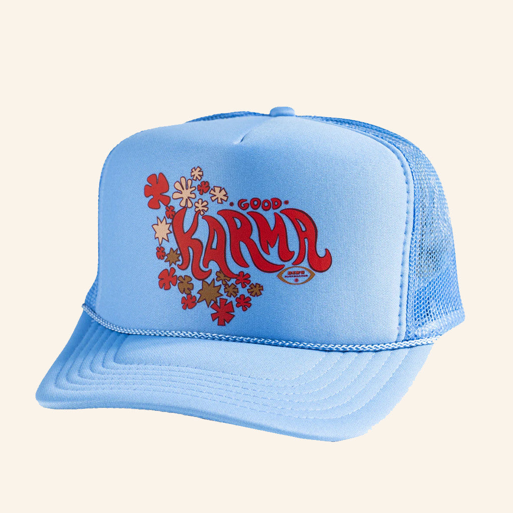 Bing Surf Merch Good Karma College Blue Trucker Hat Christmas Gift Ideas For Him - Lilybirchmarket