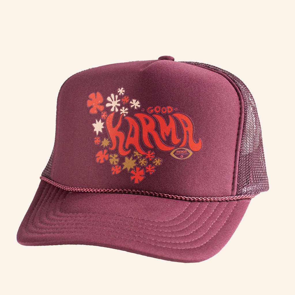 Bing Surf Merch Good Karma Maroon Trucker Hat Christmas Gift Ideas For Her - Lilybirchmarket