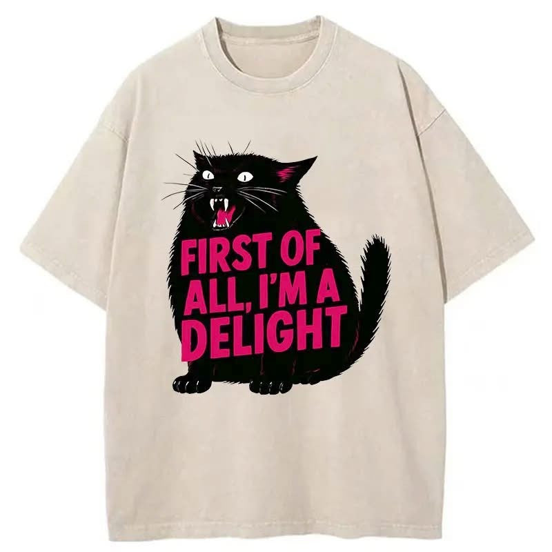Black Cat First Of All I'm A Delight Shirt Funny T-Shirt Gifts For Daughter - Lily Birch Market