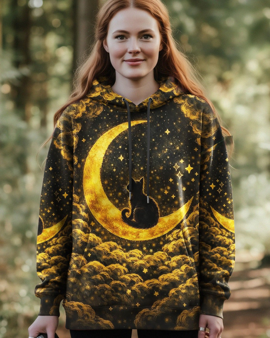 Black Cat Hello Darkness My Old Friend Hoodie Groovy Hippie Apparel Gifts For Her - Lilybirchmarket