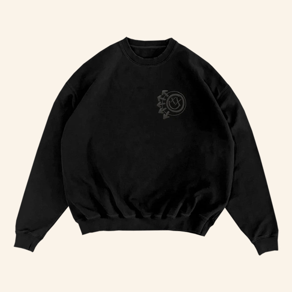 Blink 182 Merch Logo Black Crewneck Sweatshirt Gift Ideas For Music Lovers - Lilybirchmarket