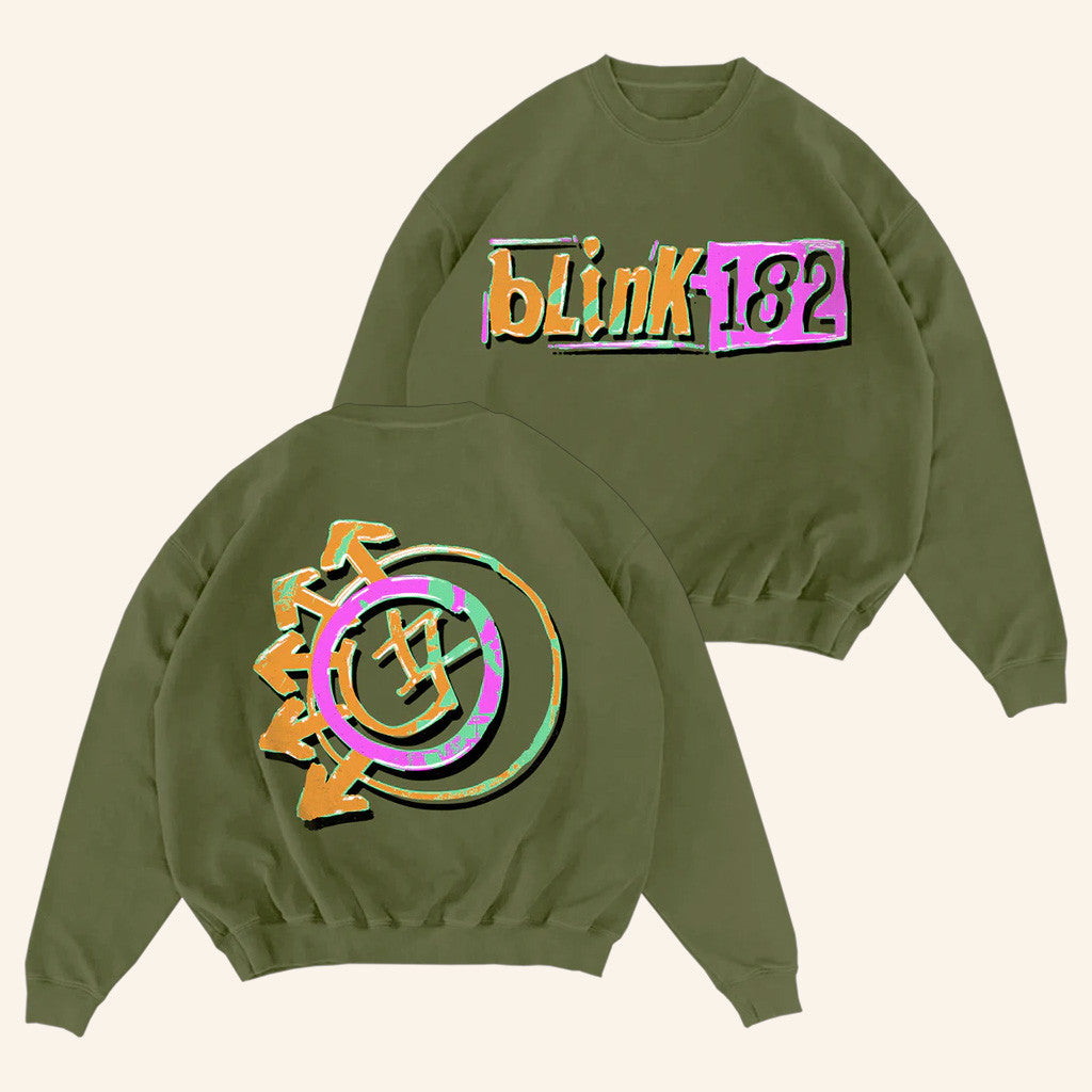 Blink 182 Merch Logo Green Crewneck Sweatshirt Unique Gifts For Music Lovers - Lilybirchmarket
