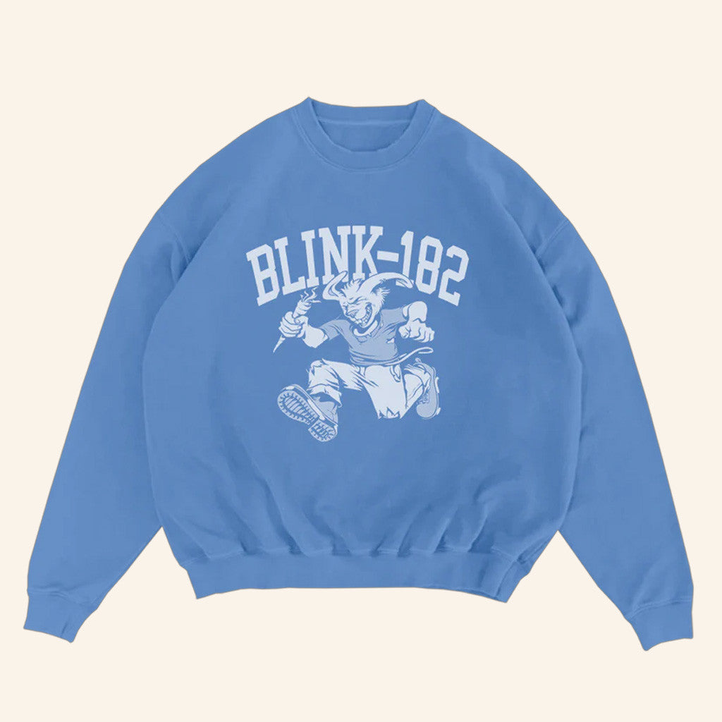 Blink 182 Merch Rabbit Blue Crewneck Sweatshirt Gifts For Music Enthusiasts - Lilybirchmarket