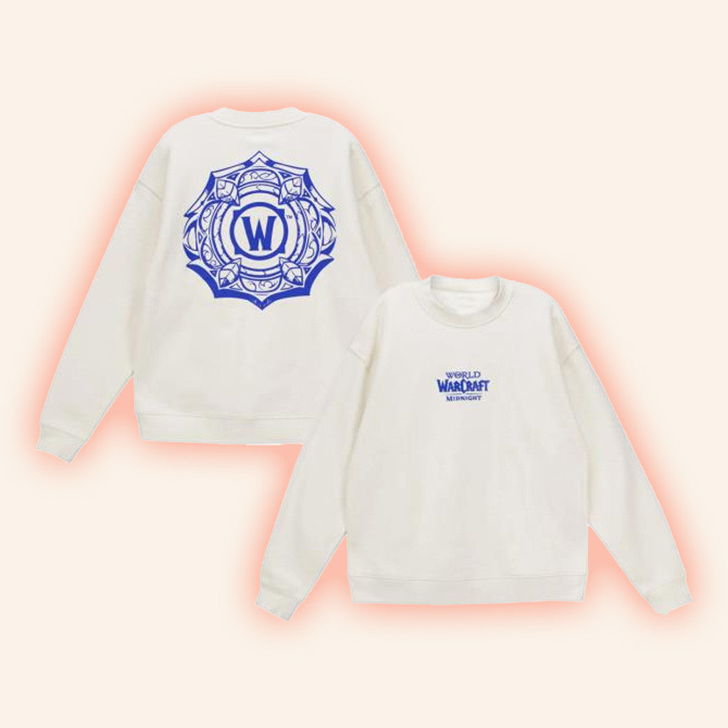 Blizzard Gear Merch World Of Warcraft Midnight Dark Heart White Crewneck Sweatshirt - Lilybirchmarket
