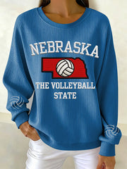 Blue Nebraska Volleyball Sweatshirt Game Day Sweatshirt Volleyball Lovers Gifts For Wife - Lilybirchmarket