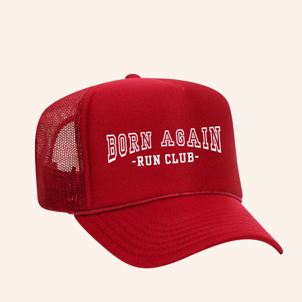 Born Again Run Club Merch Born Again Run Club Trucker Hat Red Faith Based Merch Christian Gifts - Lilybirchmarket
